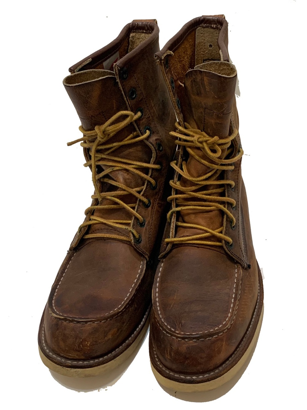 Redwing Brown Leather Moc Toe Work Boots - Men